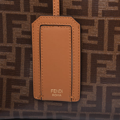 Fendi Glazed Fabric Vitello Century FF 1974 Stamp Patch Medium Peekaboo Defender Cover Mogano Panna Caramello 12 of 12