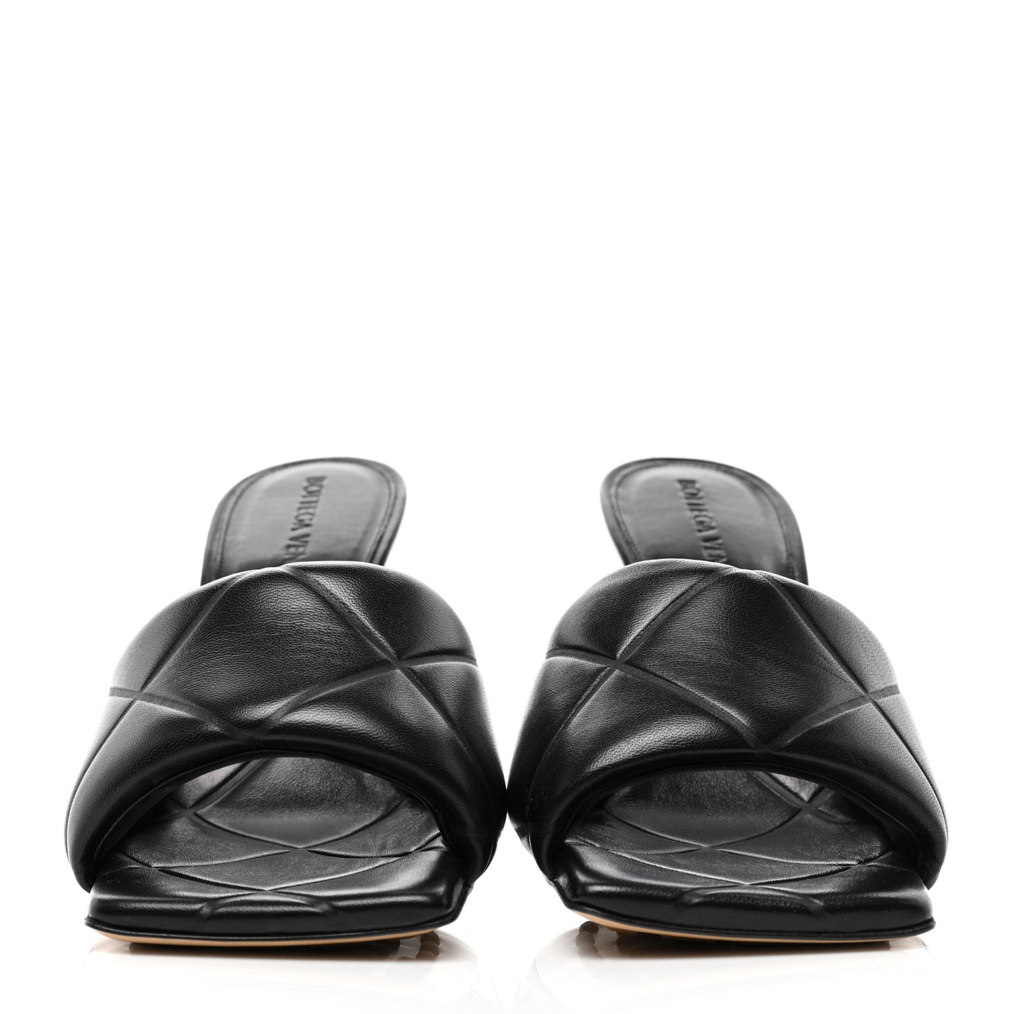 Nappa Quilted Rubber Lido Mule Sandals 36.5 Black