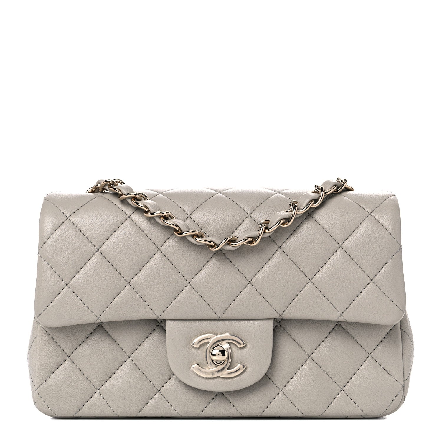 Chanel Lambskin Quilted Mini Rectangular Flap Grey 1 of 10