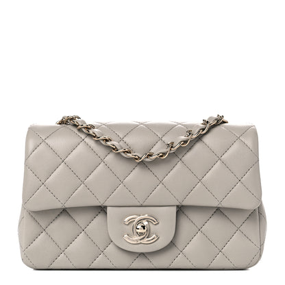Chanel Lambskin Quilted Mini Rectangular Flap Grey 1 of 10