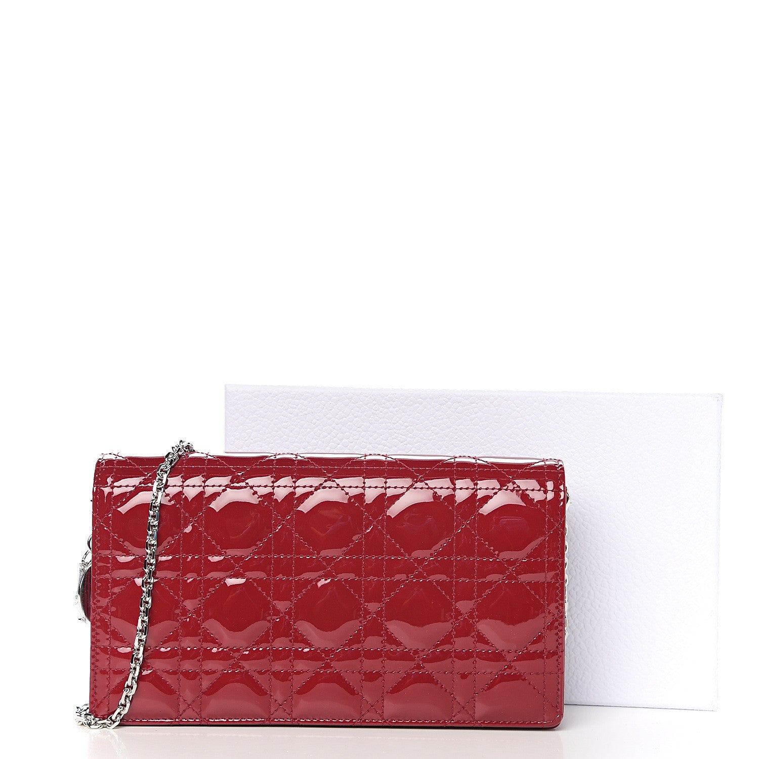 Christian Dior Patent Cannage Lady Dior Clutch Red 10 of 10