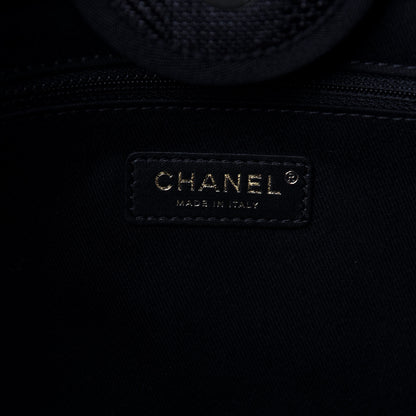 Chanel Mixed Fibers Calfskin Striped Medium Deauville Tote Black 8 of 10