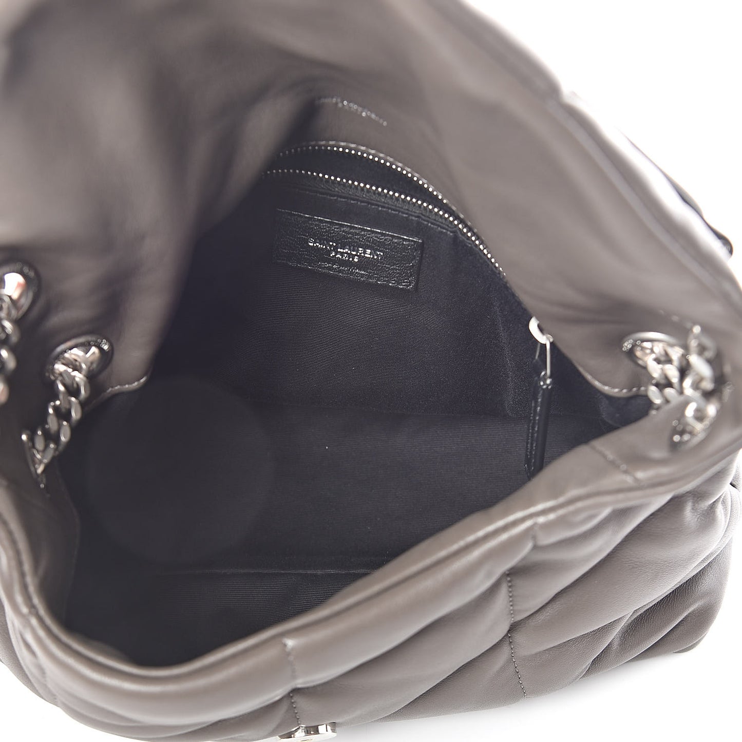 Lambskin Quilted Small Loulou Puffer Monogram Chain Satchel Concrete