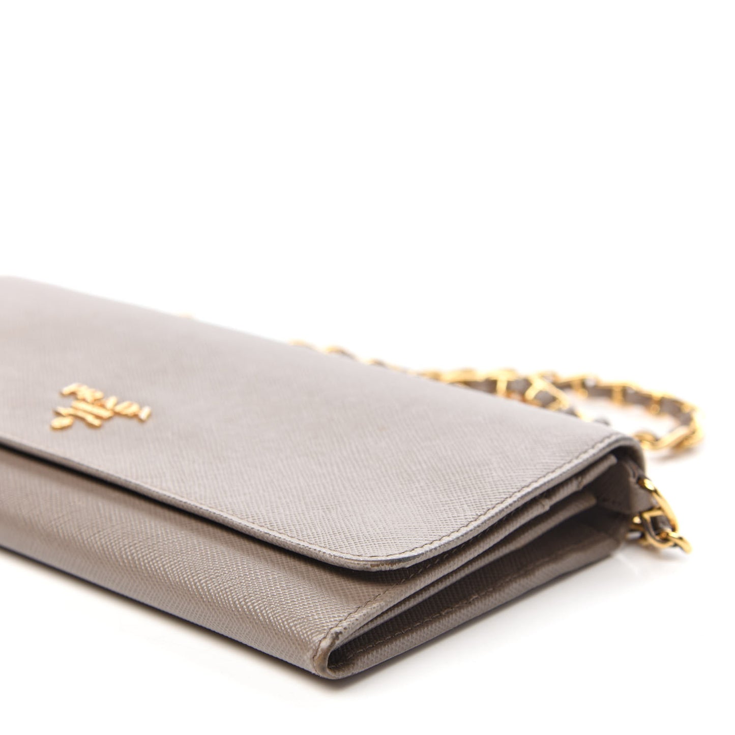 Saffiano Metal Oro Chain Wallet Argilla
