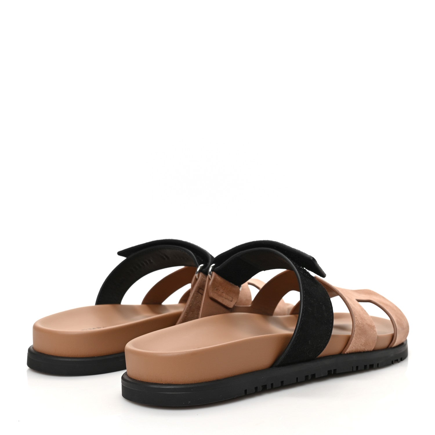 Hermes Suede Goatskin Womens Chypre Sandals 38 Rose Perle Black 4 of 8