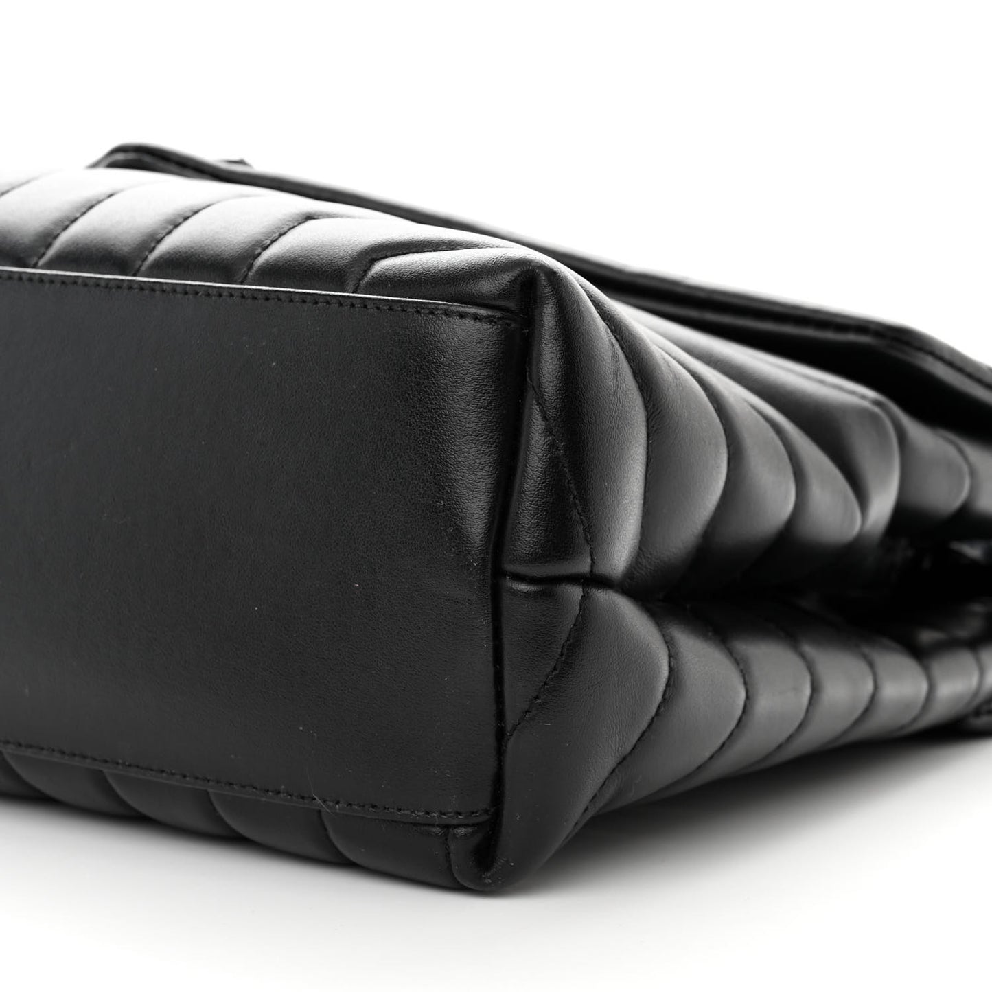 Calfskin Y Quilted Monogram Monochrome Medium Loulou Chain Satchel Black