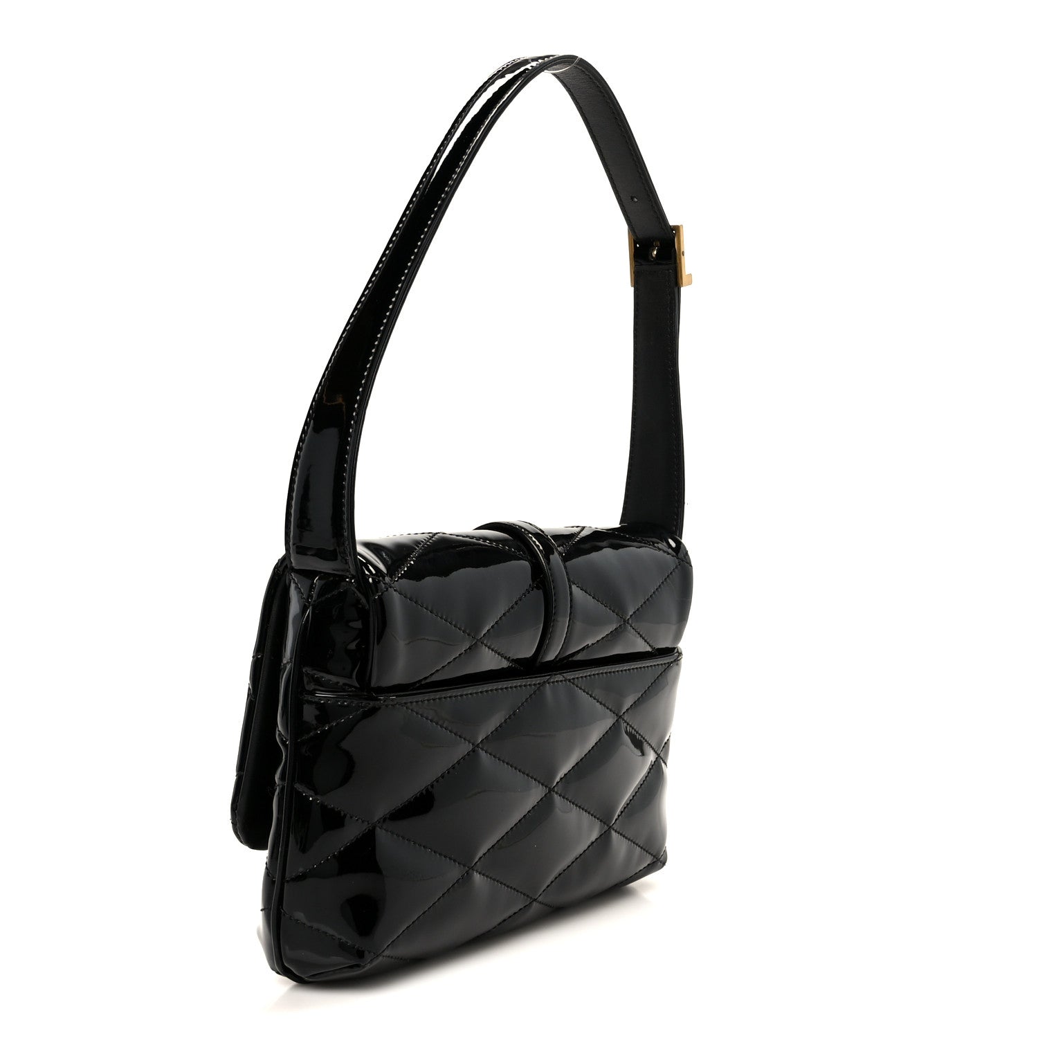 Saint Laurent Patent Quilted Le 57 Diamond Shoulder Bag Black 3 of 10