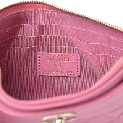 Chanel Sheepskin Quilted Mademoiselle Vintage Zip Pouch Pink 5 of 7
