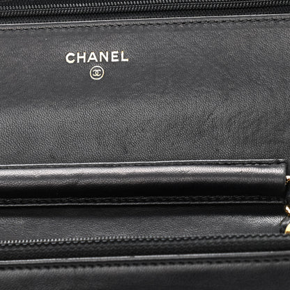 Chanel Lambskin Quilted Wallet On Chain WOC Black 5 of 13