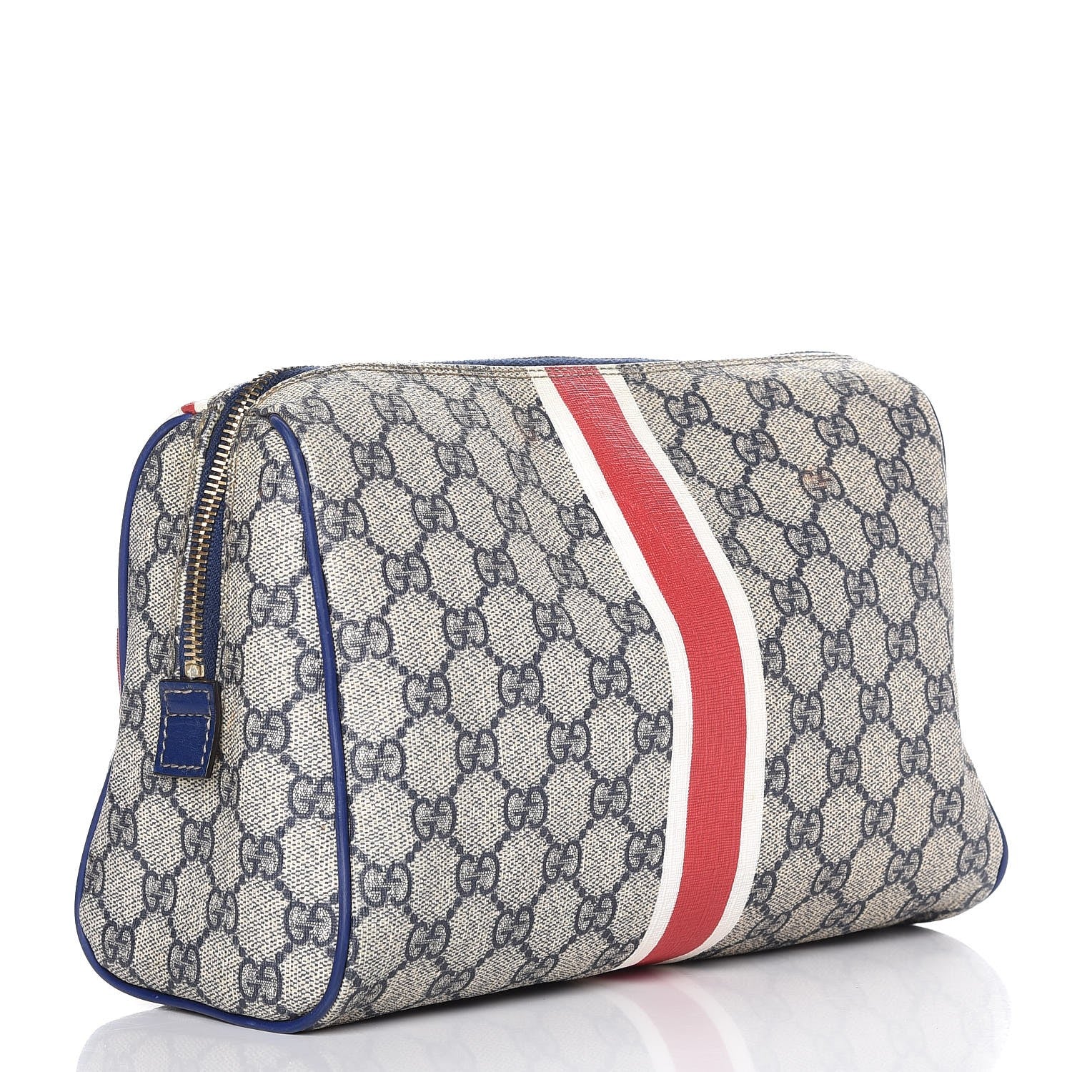 Gucci GG Plus Monogram Sloaney Union Jack British Flag Cosmetic Case Blue 3 of 8