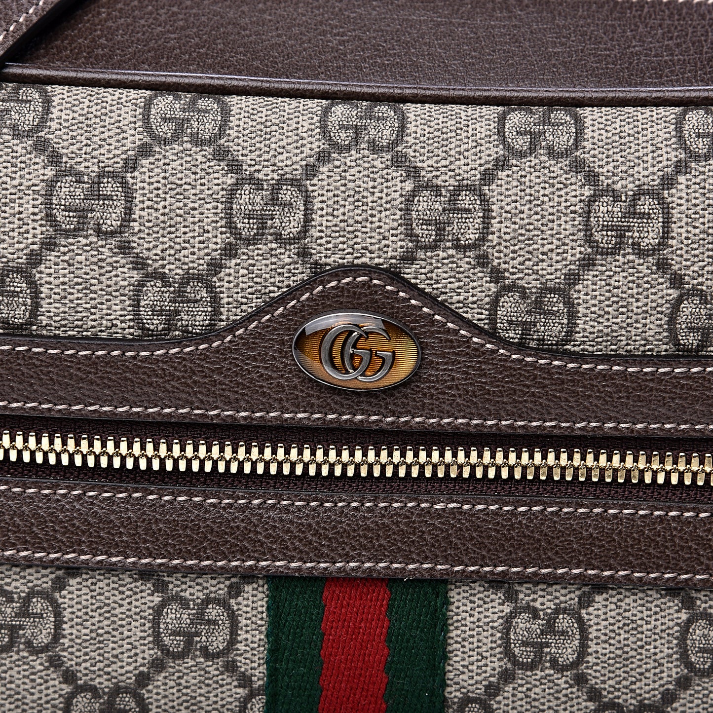GG Supreme Monogram Web Small Ophidia Shoulder Bag Brown