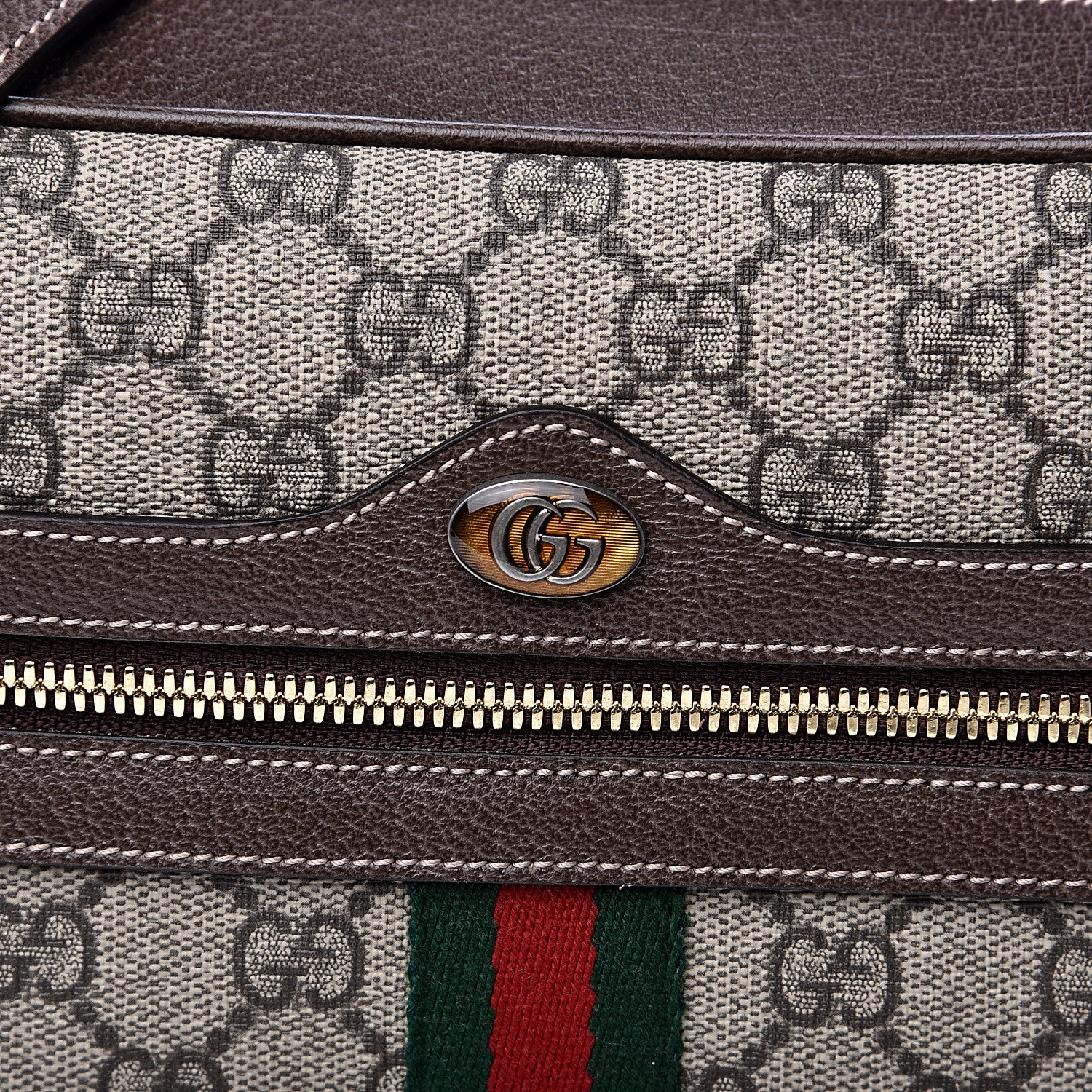 Gucci GG Supreme Monogram Web Small Ophidia Shoulder Bag Brown 9 of 9