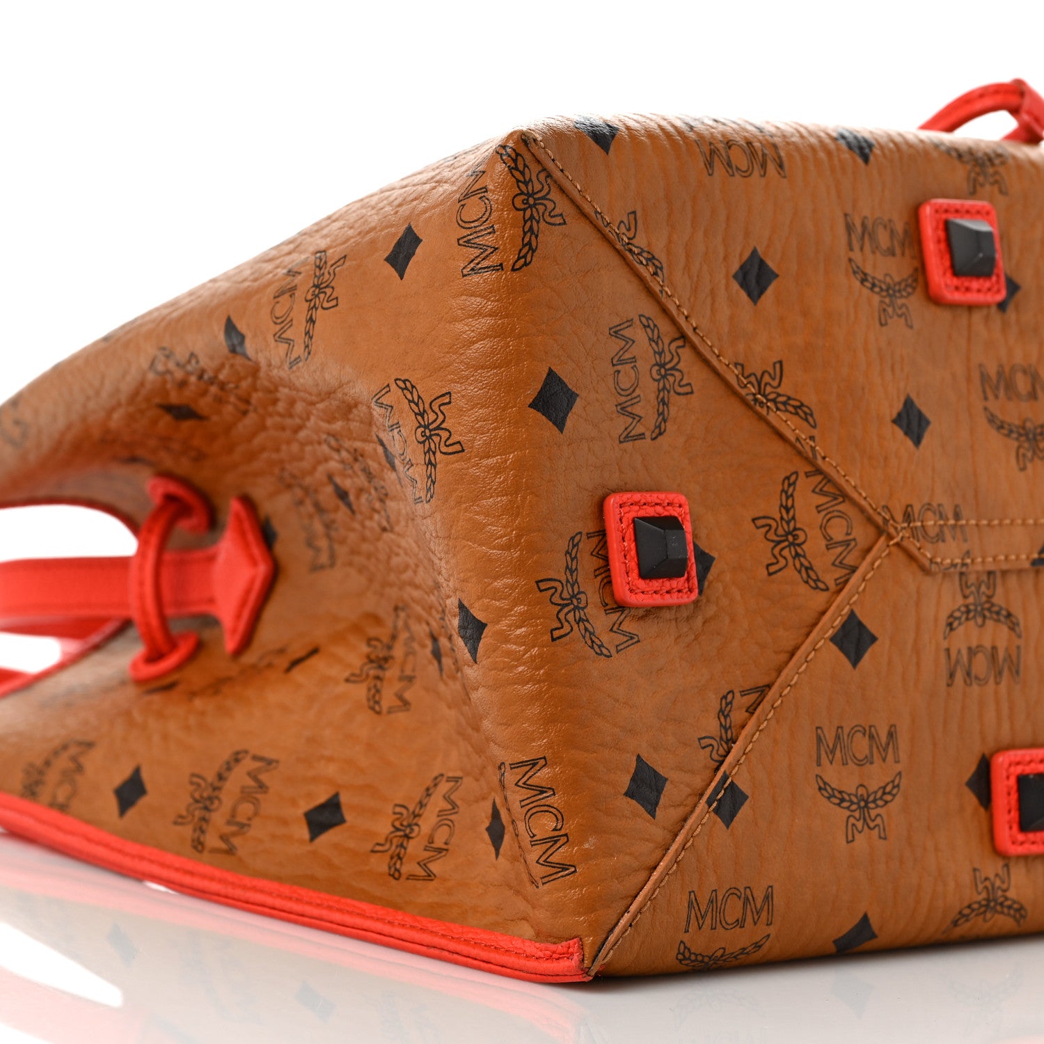 MCM Visetos Kira Drawstring Bag Cognac Orange 7 of 9