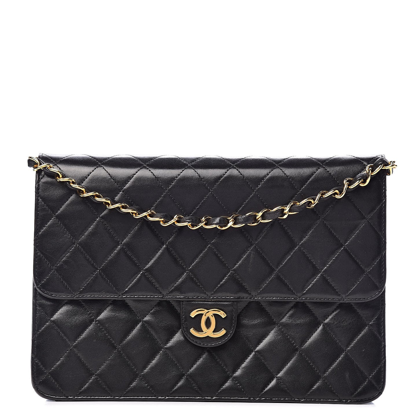 Lambskin Quilted Medium Single Flap Black