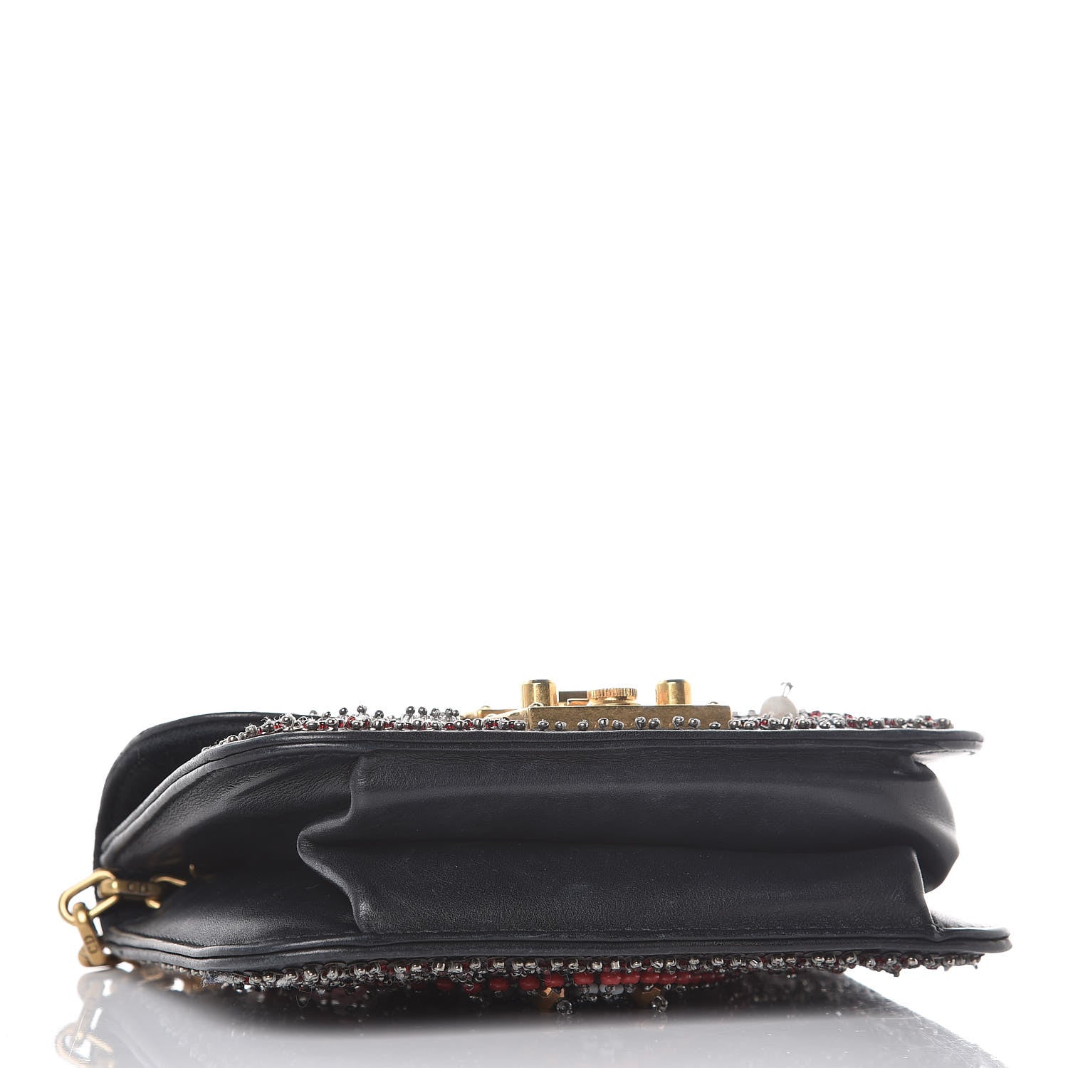 Christian Dior Calfskin Beaded Mini Dioraddict Flap Bag Black 4 of 13