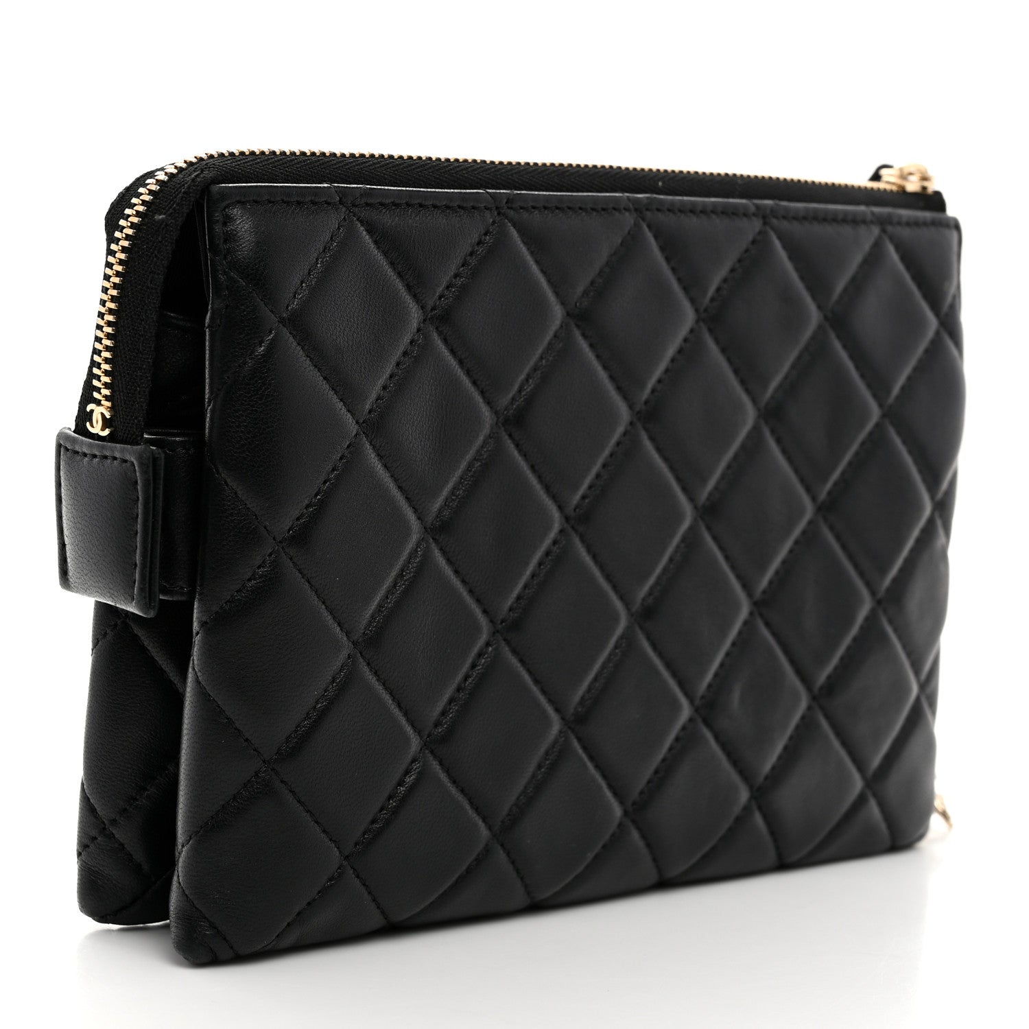 Chanel Lambskin Coco Charms Quilted Pouch Bag Black 3 of 7