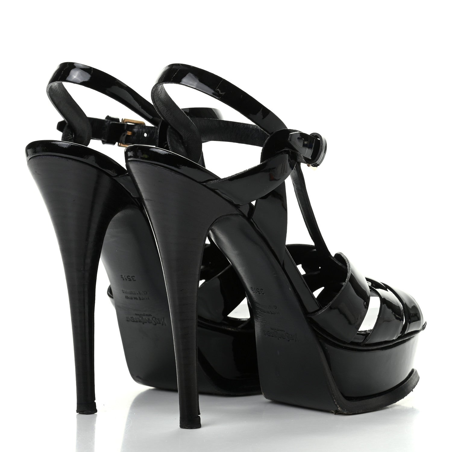 Saint Laurent Patent Tribute 105 Platform Sandals 35.5 Black 4 of 9