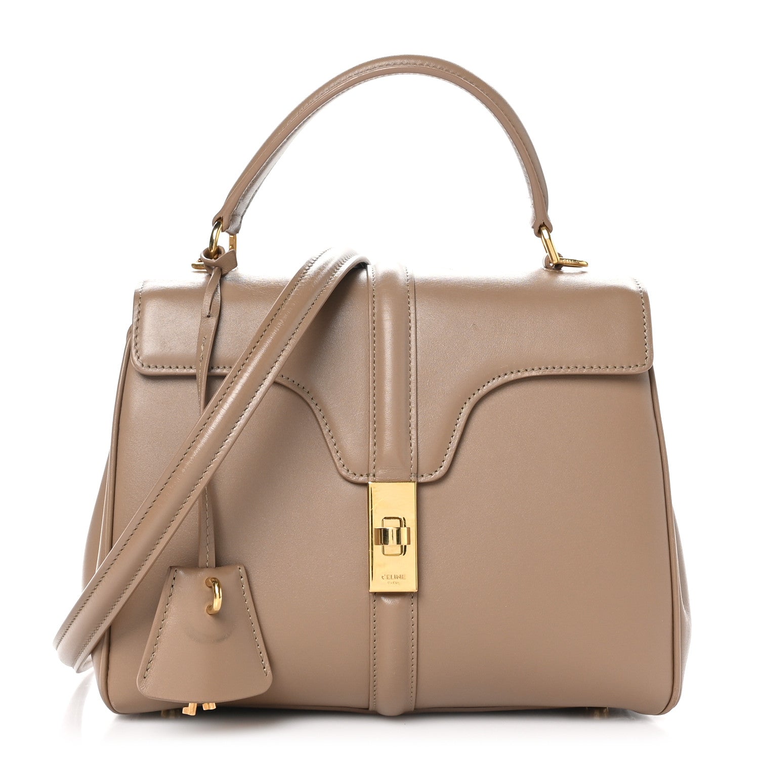 Celine Satinated Calfskin Small 16 Top Handle Bag Beige 1 of 10