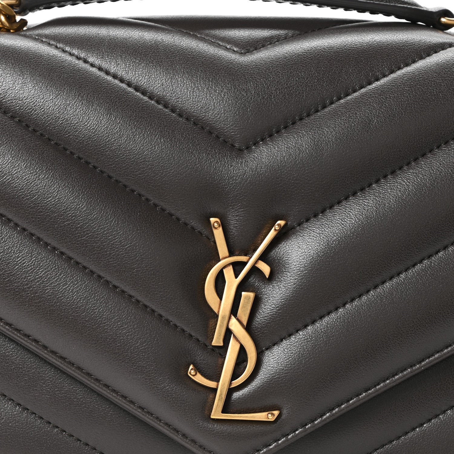 Saint Laurent Lambskin Matelasse Chevron Medium LouLou  Dark Strong Moss 9 of 11