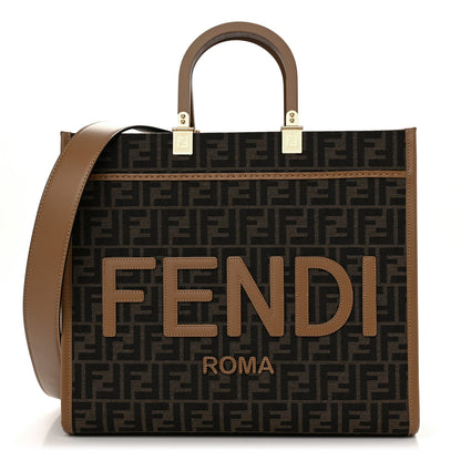 Fendi Vitello King Jacquard FF Medium Fendi Sunshine Shopper Tote Cuoiota 1 of 12