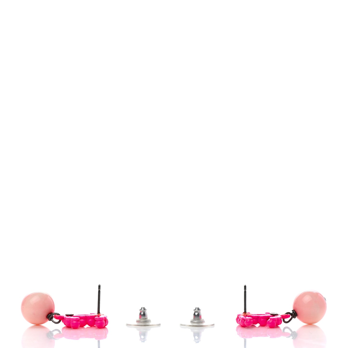 Resin Ruthenium CC Drop Earrings Pink