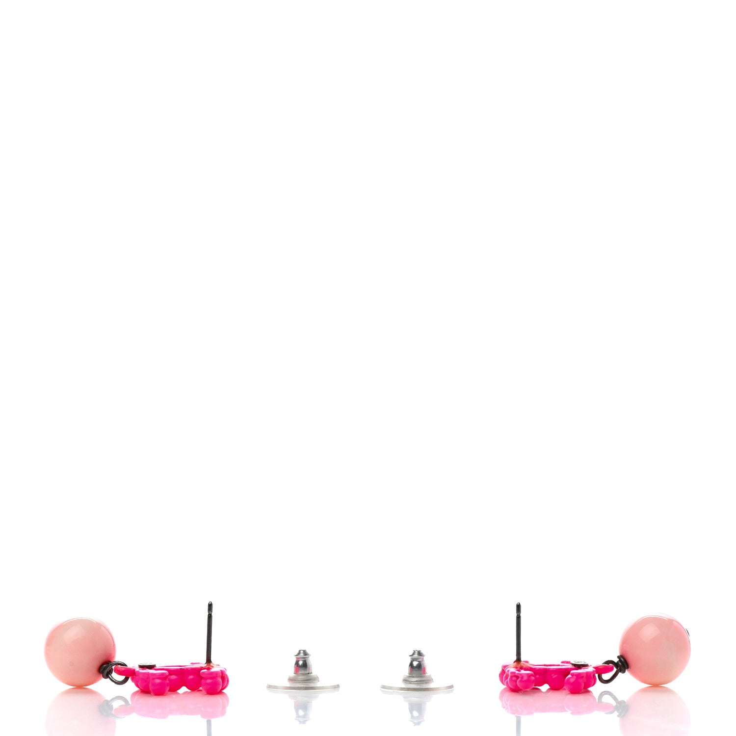 Chanel Resin Ruthenium CC Drop Earrings Pink 3 of 5