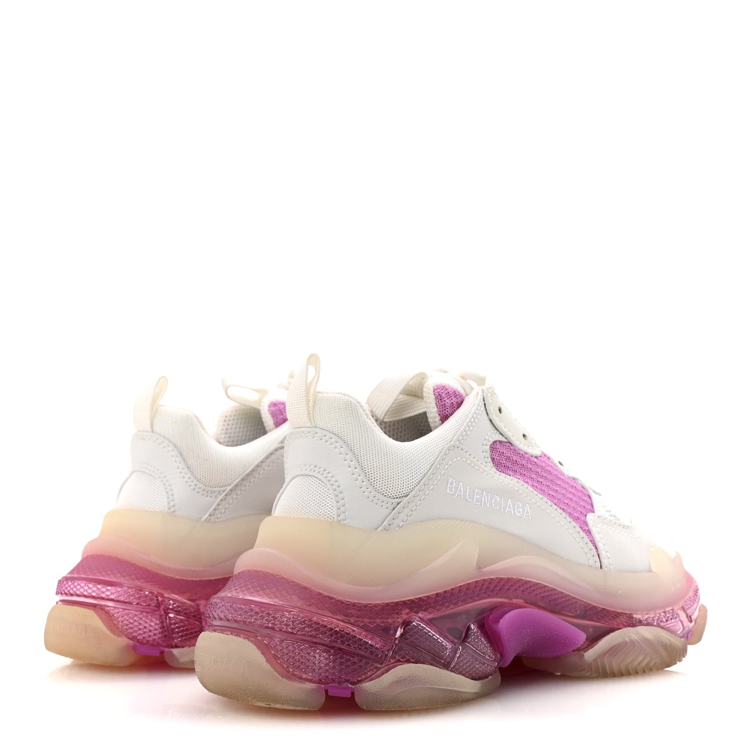 Balenciaga Fabric Mesh Clear Sole Womens Triple S Sneakers 37 White Pink 5 of 10