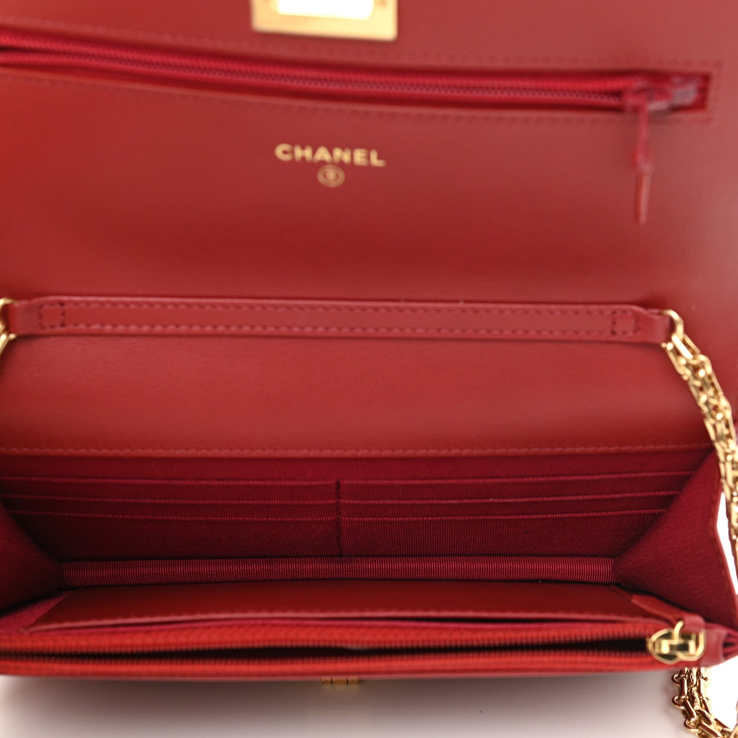Chanel Aged Calfskin Quilted Reissue Wallet On Chain WOC Red 5 of 13