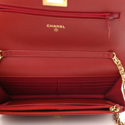 Chanel Aged Calfskin Quilted Reissue Wallet On Chain WOC Red 5 of 13