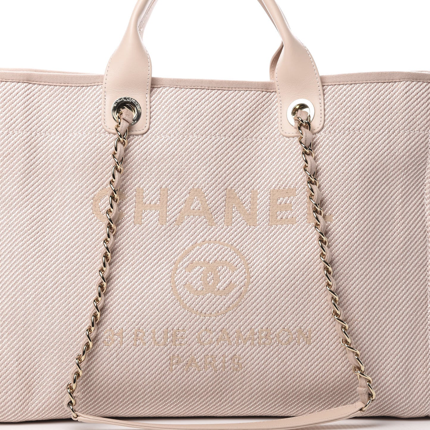Mixed Fibers Calfskin Medium Deauville Tote Beige