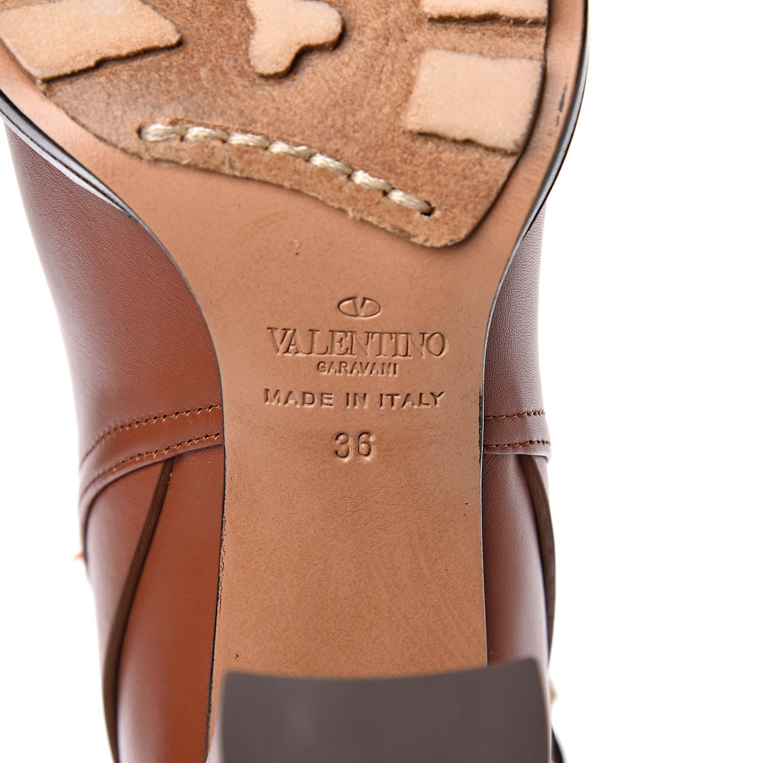 Valentino Garavani Calfskin Unicorn Buckle Ankle Booties 36 Cognac 6 of 8