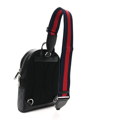 Gucci GG Supreme Monogram Calfskin Web Sling Backpack Black Grey 3 of 10