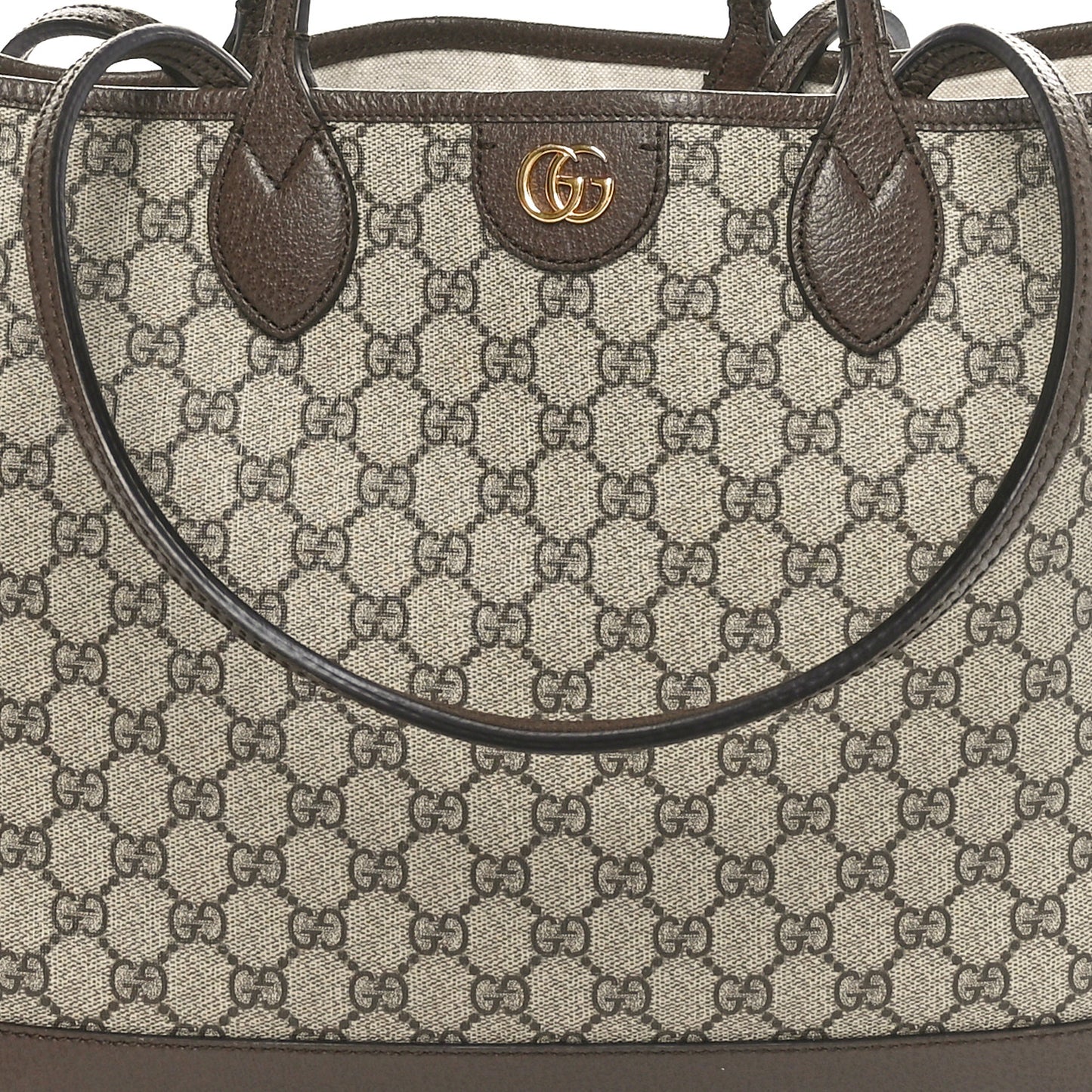 GG Supreme Monogram Textured Calfskin Medium Ophidia Shoulder Tote Bag Beige Ebony New Acero
