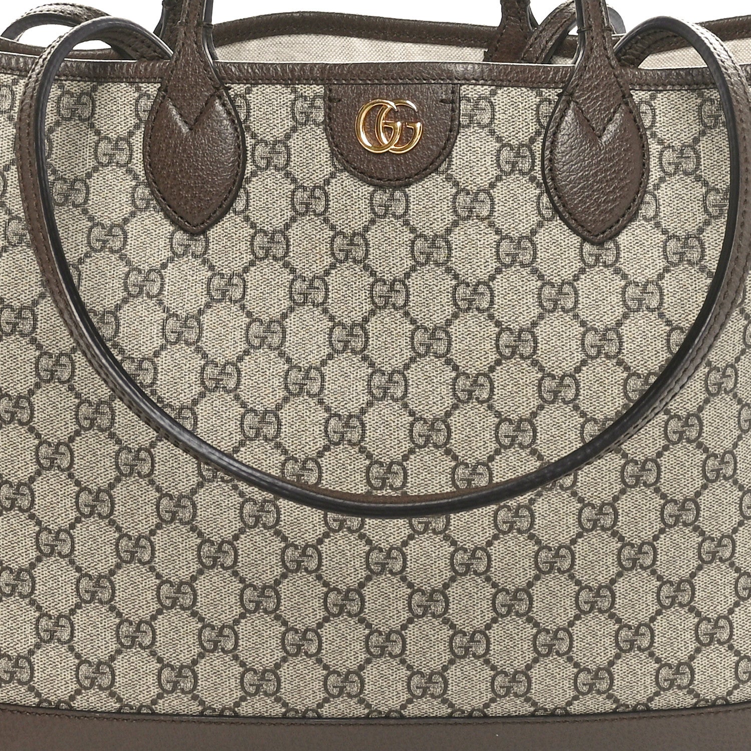 Gucci GG Supreme Monogram Textured Calfskin Medium Ophidia Shoulder Tote Bag Beige Ebony New Acero 7 of 9
