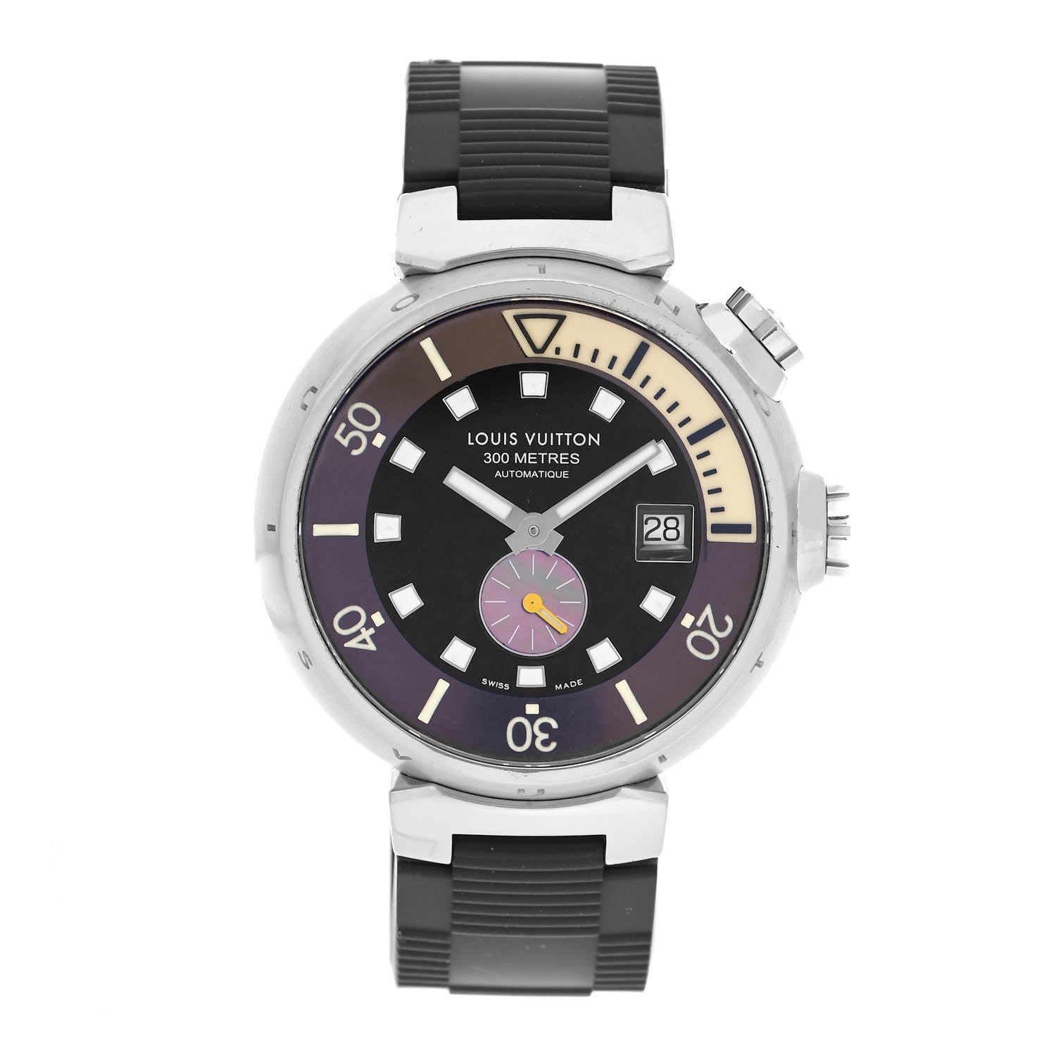 Louis Vuitton Stainless Steel Rubber 44mm Tambour Diver Automatic Watch Black 1 of 5