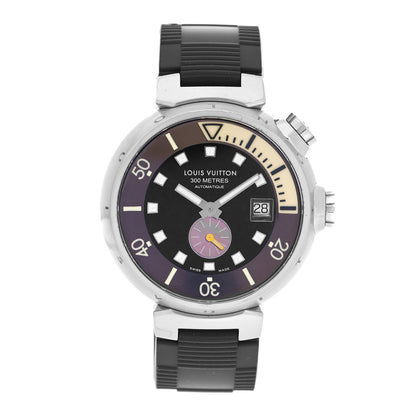 Louis Vuitton Stainless Steel Rubber 44mm Tambour Diver Automatic Watch Black 1 of 5