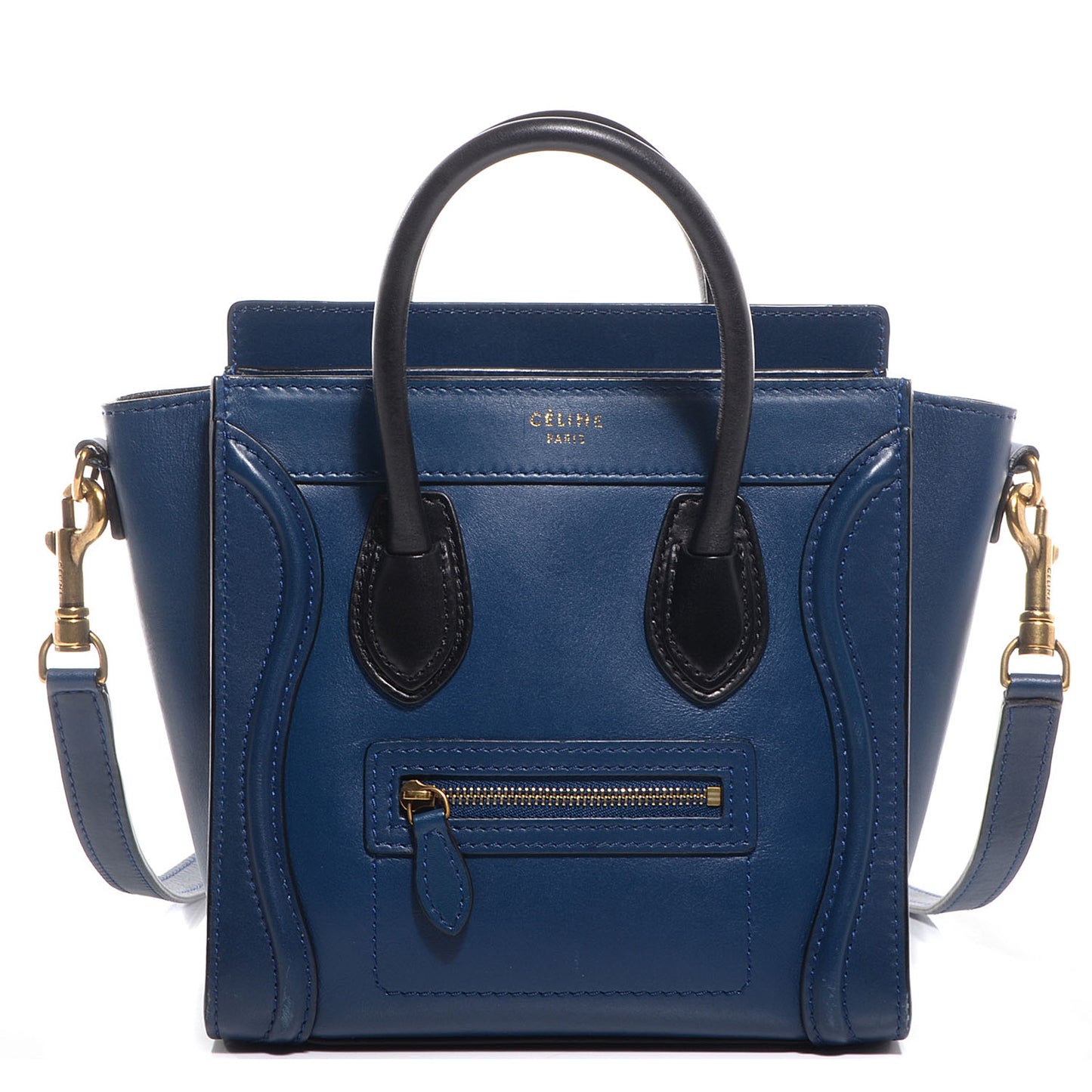 Smooth Calfskin Nano Luggage Ocean Blue Black