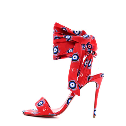 Christian Louboutin Crepe Satin Greekaba Du Desert 100 Sandal 40 Red 1 of 7