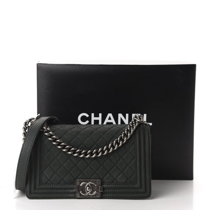 Chanel Iridescent Caviar Quilted Medium Boy Flap Dark Green 18 of 18