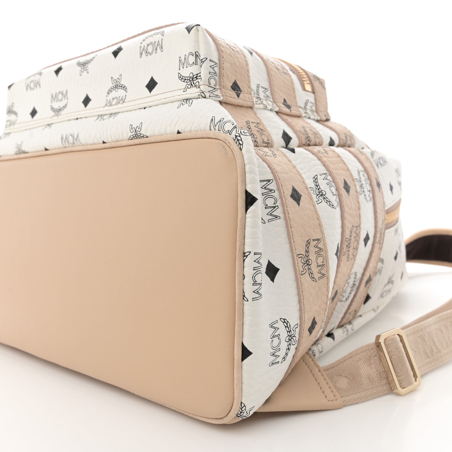 Metallic Visetos Striped Medium Stark Backpack White Beige