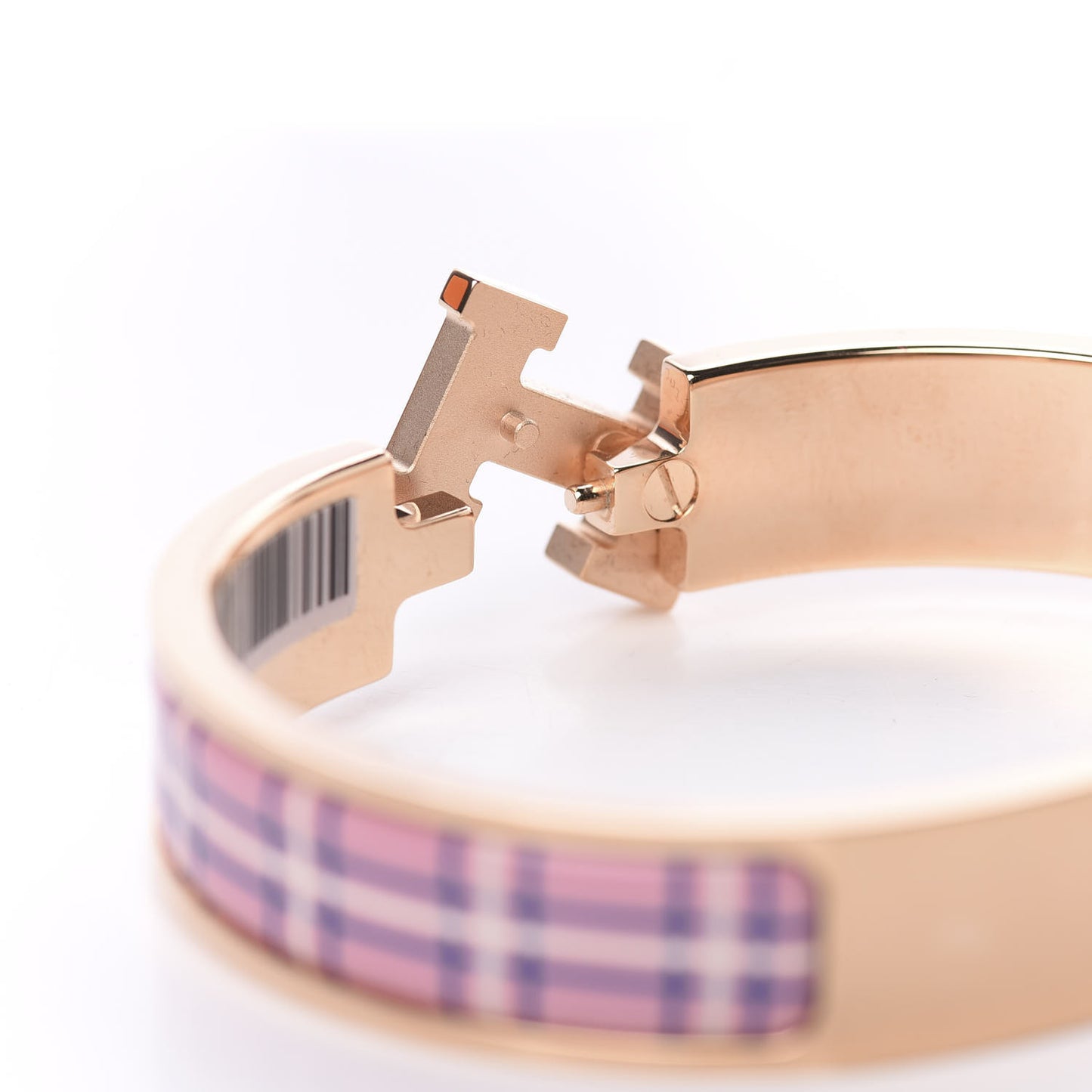 Enamel Narrow Clic Clac H Tartan Bracelet PM Pink Delirium