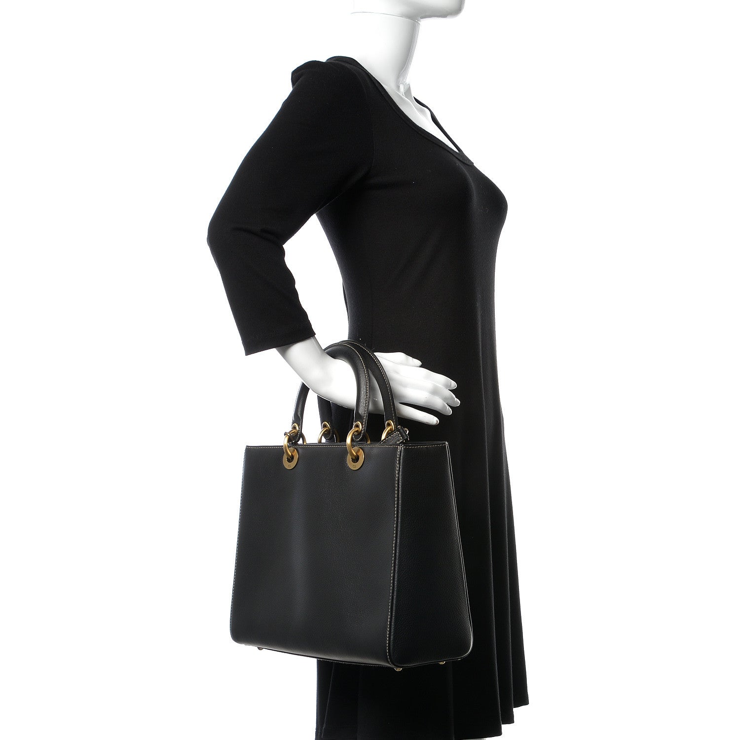 Christian Dior Grained Calfskin Large Lady Dior Black 3 of 12