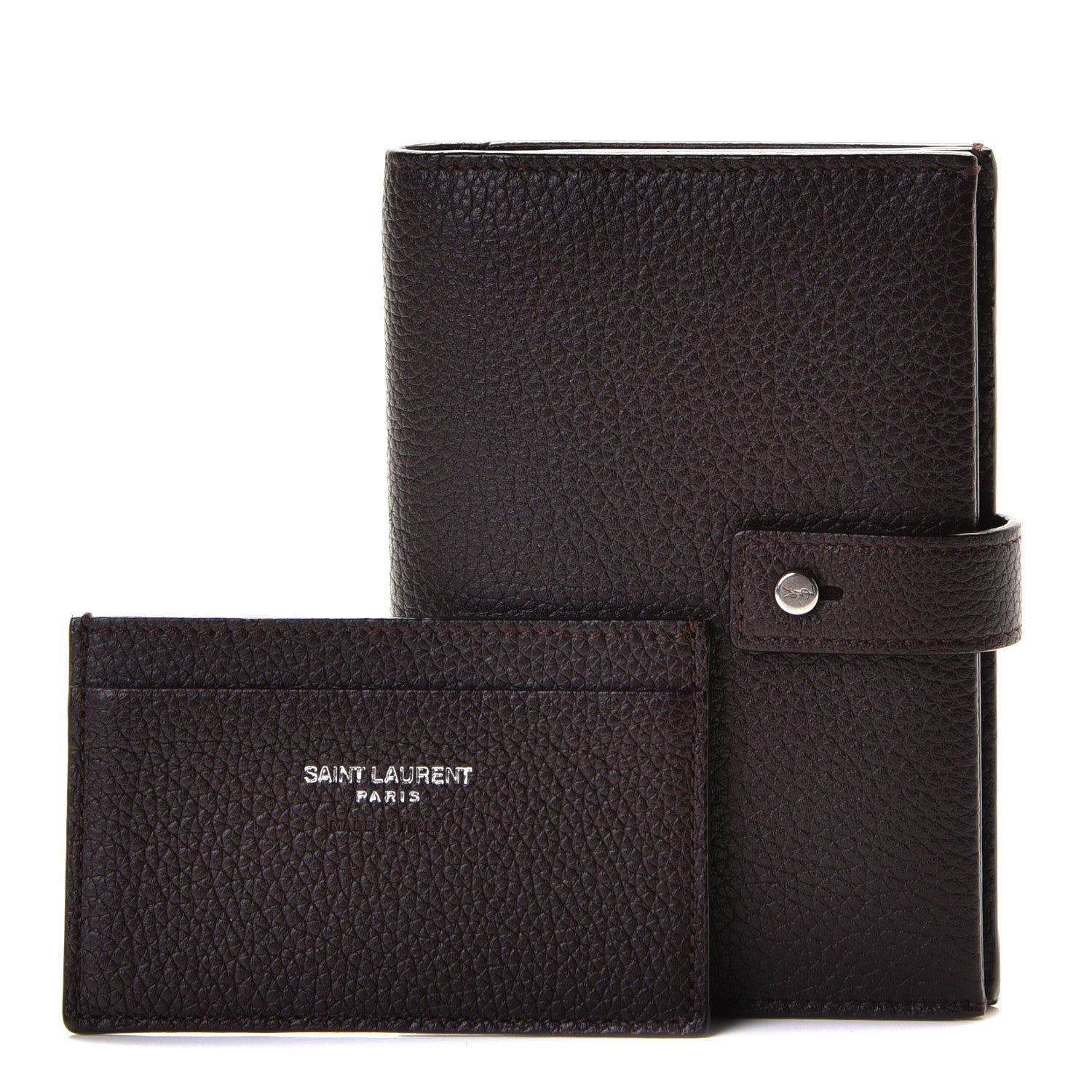 Saint Laurent Grained Calfskin Sac De Jour Compact Wallet Black Tulipe 7 of 9