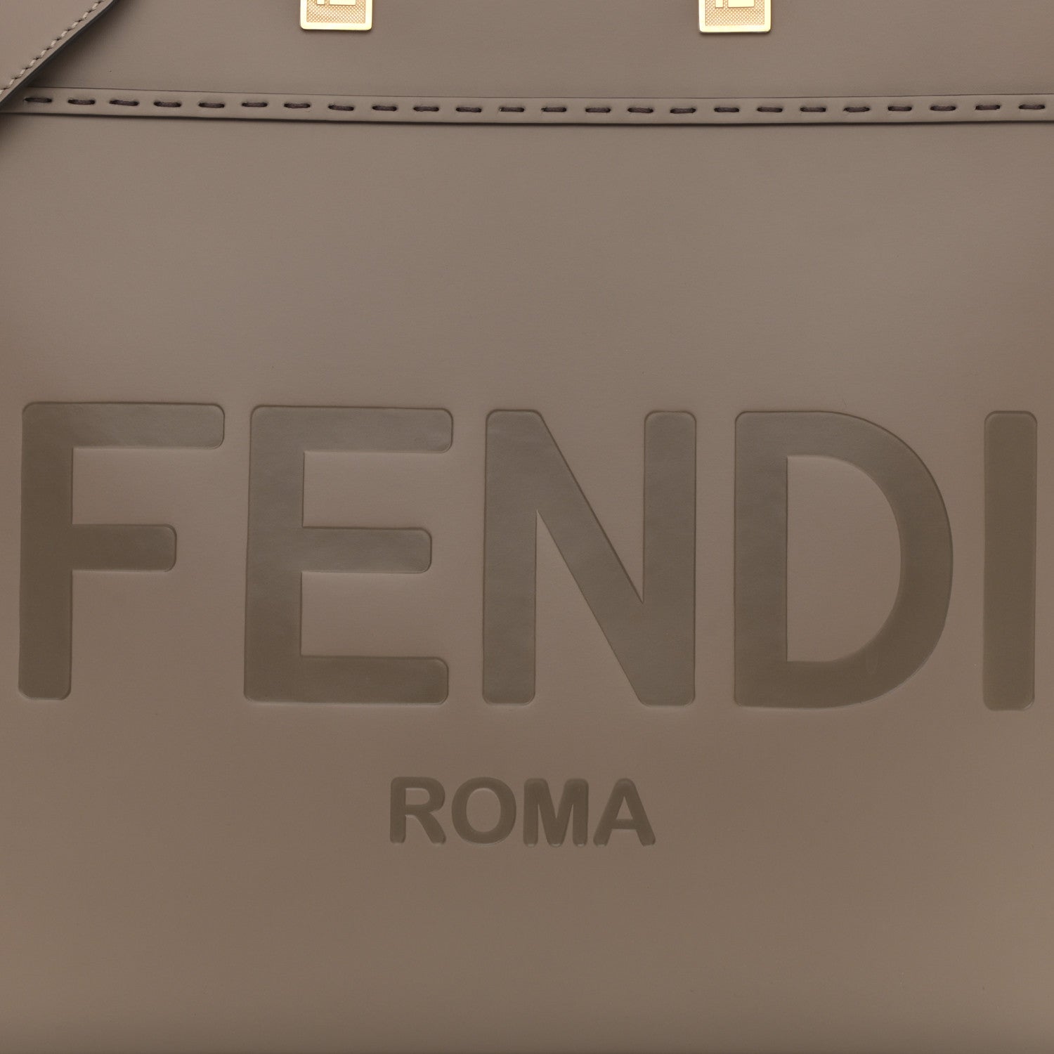 Fendi Vitello King Plexiglass Logo Embossed Medium Fendi Sunshine Shopper Tote Tortora 9 of 9