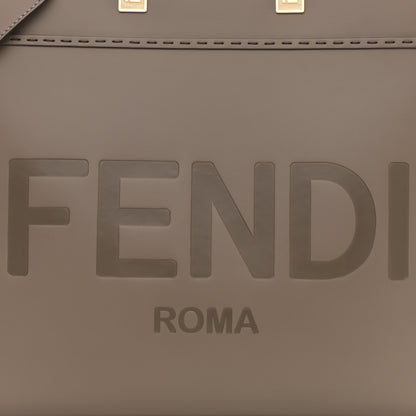 Fendi Vitello King Plexiglass Logo Embossed Medium Fendi Sunshine Shopper Tote Tortora 9 of 9