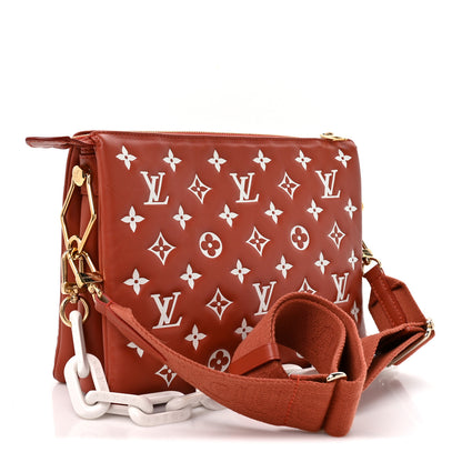 Louis Vuitton Lambskin Embossed Monogram Coussin PM Terracotta Brown 3 of 11