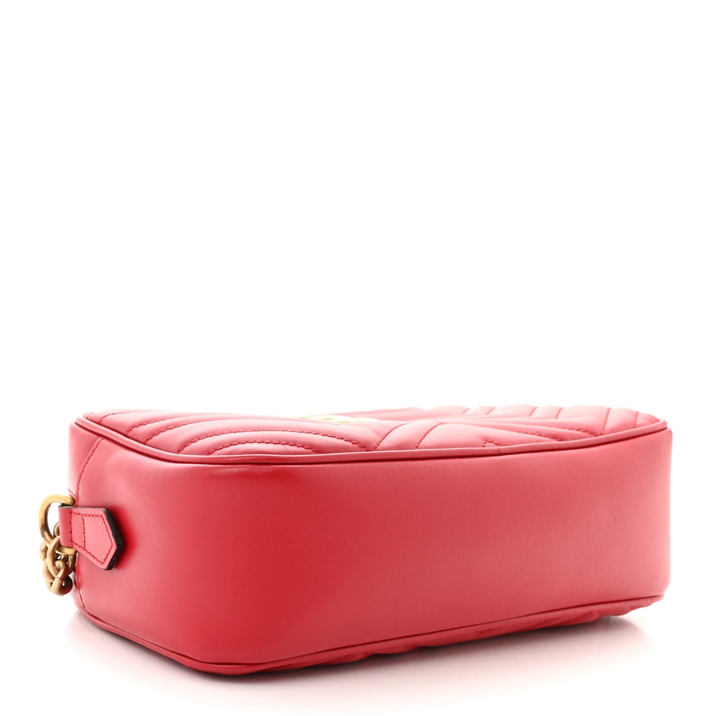 Calfskin Matelasse Small GG Marmont Chain Shoulder Bag Hibiscus Red