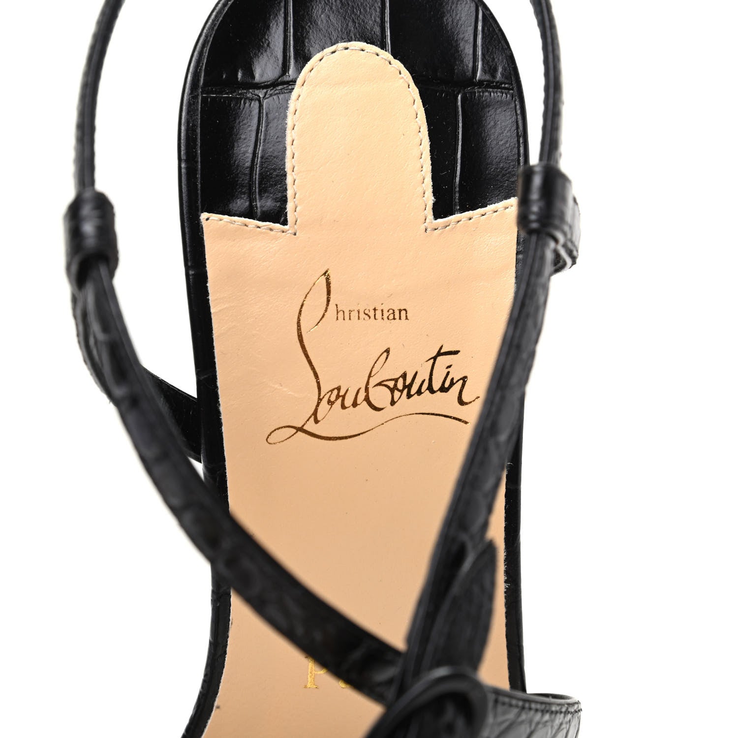 Christian Louboutin Calfskin Alligator Embossed Selima 85 Sandals 39.5 Black 6 of 8