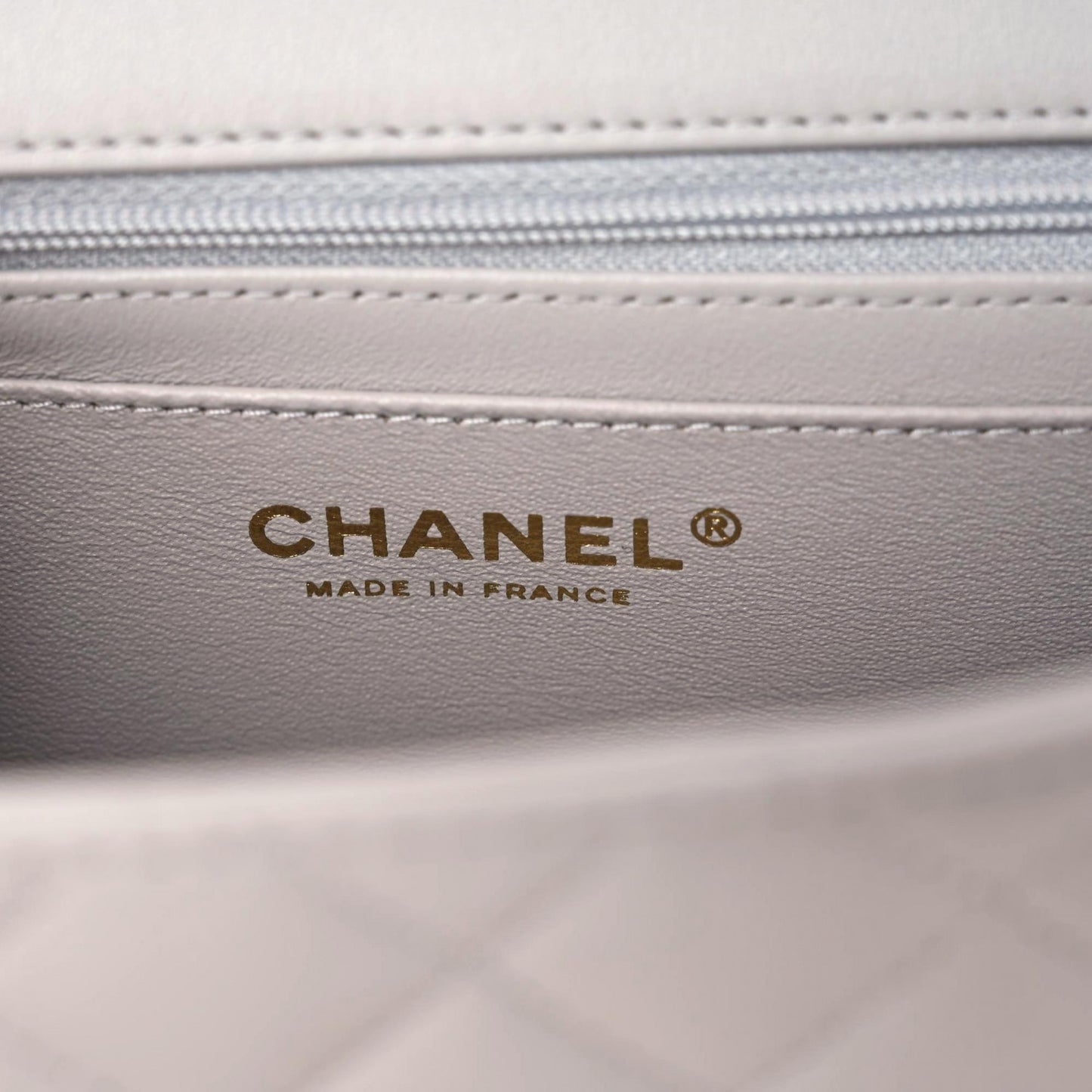 Lambskin Quilted Mini Top Handle Rectangular Flap Grey