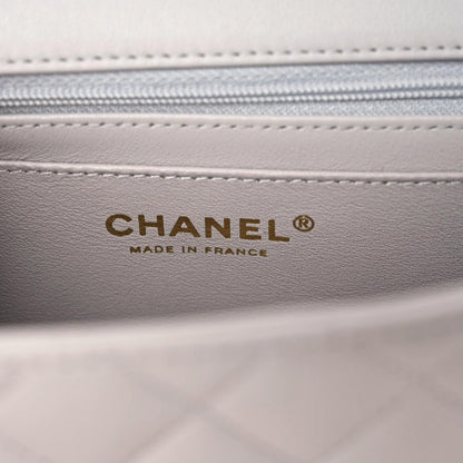 Chanel Lambskin Quilted Mini Top Handle Rectangular Flap Grey 6 of 10